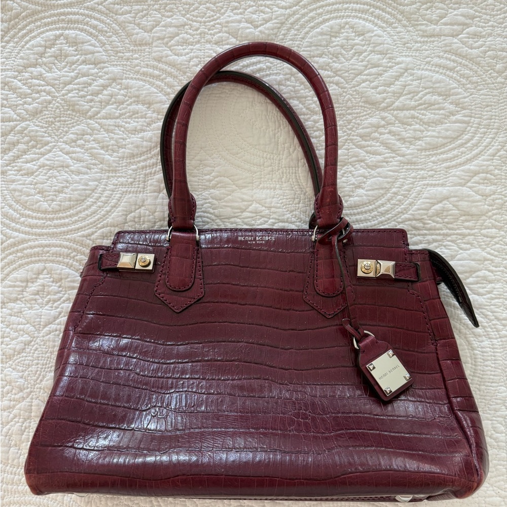 Elegant Henri Bendel Burgundy Leather Handbag